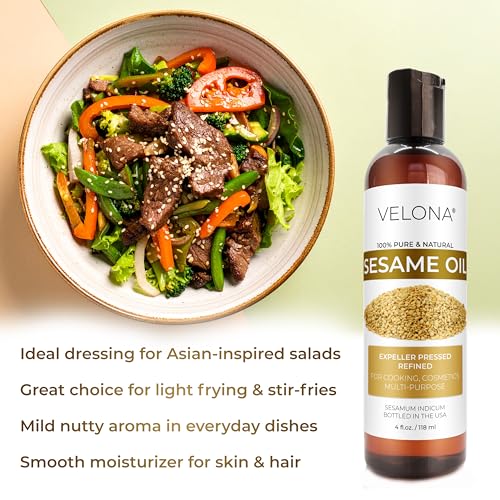 velona Sesame Seed Oil - 4 fl oz, Expeller Pressed, Refined - size: 4 Fl Oz (Pack of 1)