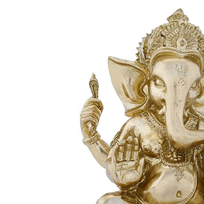 GLOOKS Brass Ganesha Statue/Ganesha Idol 8 Inch for Home Temple