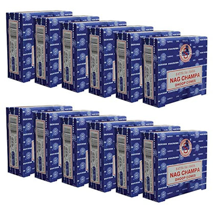 Nag Champa Incense Cones and Cone Incense Burner Bundle Insence Insense Satya Incense - color: Nag Champa - 12