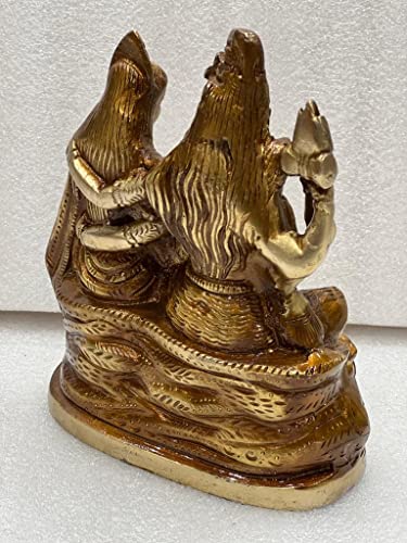 Shiva Parivar Shiv Parvati Ganesh Kartik Nandi Idol Home Puja Room Decor Pooja Mandir Decoration Items Living Room Showpiece Decorations Office Murti Idols God Statue Brass - Gold Decorative Showpiece