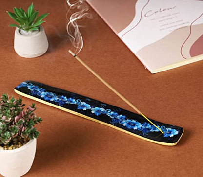 Bless-International Traditional-Handmade-Burner Wooden-Incense-Stick-Holder Ash-Catcher-Stand for-Aromatherapy-Meditation-Yoga (Meditation Time) 10 Inches, Pack of 2 - color: Meditation Time,10 Inch, size: Two Holders