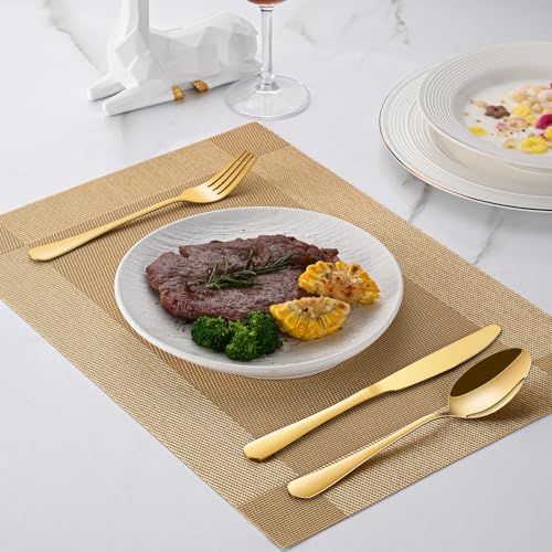 Gold Soup Spoons,8 PCs 7.3 Inch Dinner Spoons,Durable Mirror Polishing Stainless Steel Silveware Main Spoon,Dishwasher Safe Gold Table Spoon For Home Restaurant Hotel - size: 8-Piece(Gold)