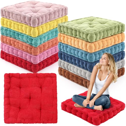 Jerify Mixed Colors 12 Pcs Large Floor Pillow Cushion,Square 20 x 20 - color: Mixed Colors, size: Square 20 x 20