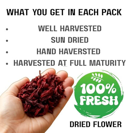 Geenafoods Dried Hibiscus Flowers _ 1lb Whole Petals, Flor de Jamaica- by Geenafoods in Resealable Bag.Pure Whole 100% NATURAL Petals Hibiscus flower , Flor de Jamaica, Sabdariffa. 16 oz loose tealeaf for Bissap, sobolo , zobo ,Sorrel,Herbal Tea, Agua Fre