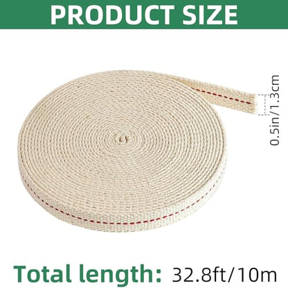 32.8 Feet Oil Lamp Wicks, 1/2 Inch Cotton Oil Lanterns Wick,Replacement Wick for Oil Burners,Kerosene Lamps & Paraffin Lanterns