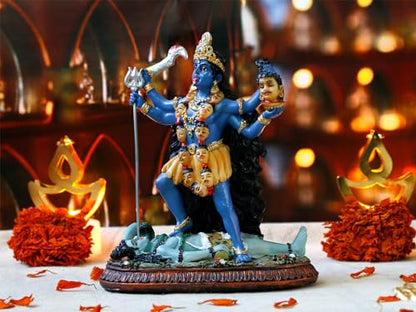 BangBangDa Hindu God Kali Maa Statue - 5.1”H Polystone Hindu Goddess Lord Kali Idol for Home Temple Mandir Altar Murit Pooja Item Birthday Diwali Gift for Indian Family Friend People