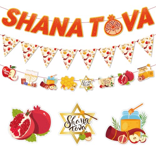 Rosh Hashanah Decorations, Shana Tova Banner Set, Party Decor - color: Rosh Hashanah