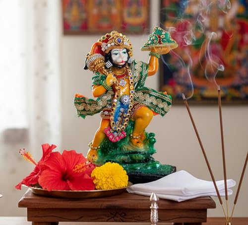 eSplanade Resin Hanuman Anjaneya Pavan Putra Idol Murti Moorti Statue (8.5 x 6.5 Inches)