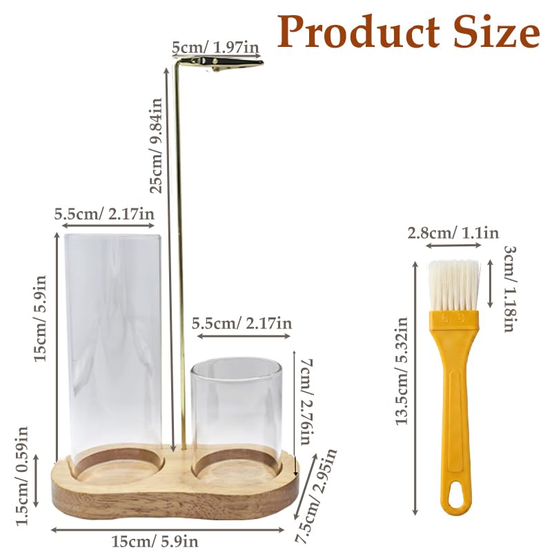 2 in 1 Incense Holder for Sticks with Detachable Glass Ash Catcher - color: Natural Wood Color