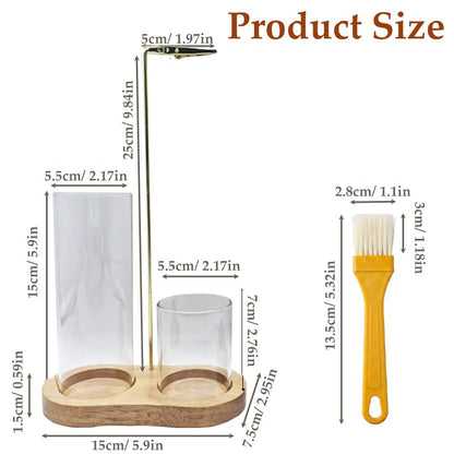 2 in 1 Incense Holder for Sticks with Detachable Glass Ash Catcher - color: Natural Wood Color