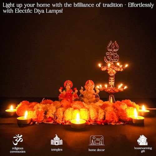 Electric Plastic Light, Pooja Diya with LED Spark, Home Temple Decor, Electric Diya Golden,Mandir Diya,Diwali Diya Lamp (2 Layer, 1) - style: 2 layer