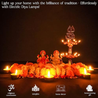 Electric Plastic Light, Pooja Diya with LED Spark, Home Temple Decor, Electric Diya Golden,Mandir Diya,Diwali Diya Lamp (2 Layer, 1) - style: 2 layer