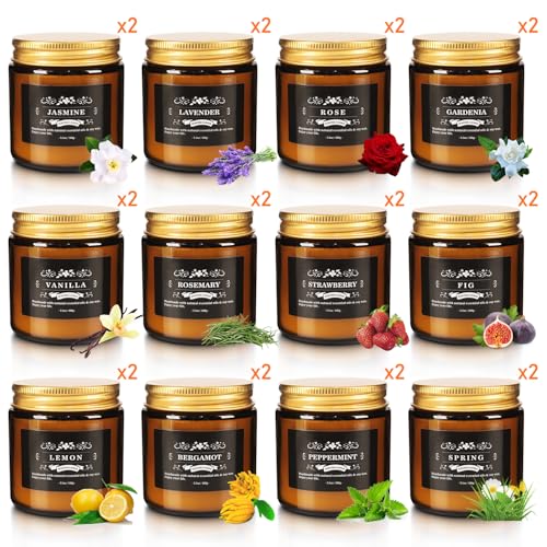 YOROXRG 24 Pcs Scented Candles with Added Natural Essential Oils, 3.05oz, Suitable for Various Festivals, Parties, Yoga, and Home Scene - color: 24P Brown