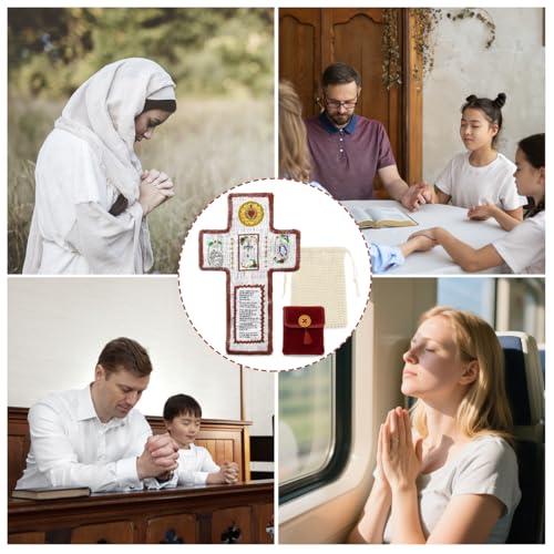 Onism Spanish Pocket Prayer Quilt with Cross, Catholic Gift, 3 Pack Red - color: 3pcs Red – Small (No Pocket)
