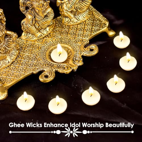 Pure Ghee Diya Wicks | Upto 60 MIn Burning Time | for puja Housewarming Diwali Celebrations Party | Festival Lights Birthday Decorations | Jasmine Mogra Chandan Rose | (Jasmine, 10)