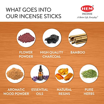 HEM Premium Sandalwood Masala Incense Sticks | Soothing Aroma, Air Purifier for Meditation | Aromatherapy Incense For Anxiety & Stress Relief | Gift Set | Pack of 12 (15 gms each) - size: Sandalwood