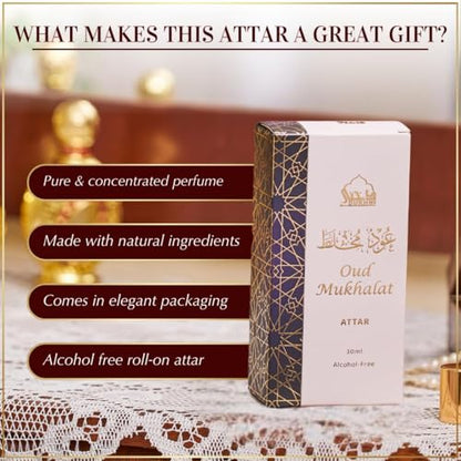 Dukhni Oud Mukhalat Attar Oil 30ml Saffron Oud Aroma | Islamic Gifts