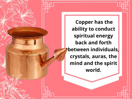 Traveller's Neti Lota Ramjhara Prayer Kalash Pure Copper Traditional Hindu Pooja Item Pot with Copper