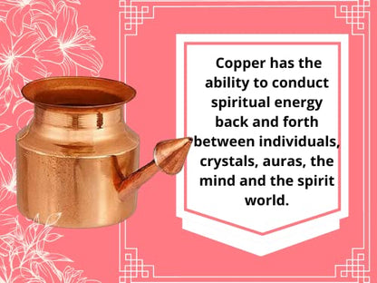 Traveller's Neti Lota Ramjhara Prayer Kalash Pure Copper Traditional Hindu Pooja Item Pot with Copper