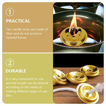 Brass Tube Wick Holder & Wick for Oil Cups, Glass Candles