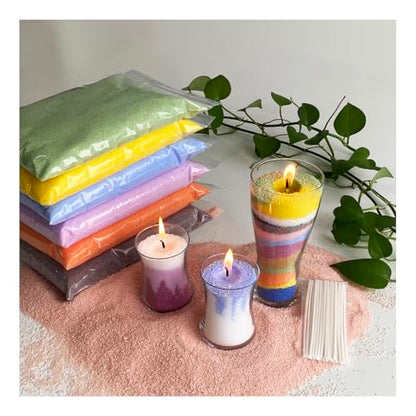 VITARIE Refillable Pearled Candle Sand 18oz, Unscented, 30 Cotton Wicks, 1.1lb Long Burning, Candle Making Kit, Green - color: Green
