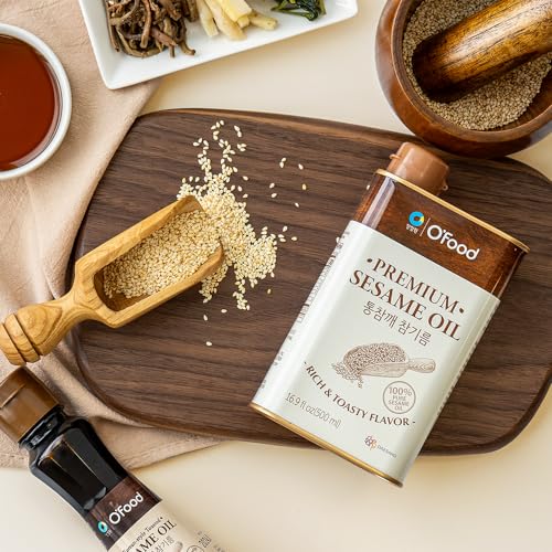 Premium Korean Sesame Oil [5.4 Fl Oz] -100% Pure Toasted Sesame Seed Oil | Korean-Style Rich & Nutty Flavor | Asian Cooking Oil for Stir Fry, Noodles, Dressing & Drizzle - O’food - size: 5.4 Fl Oz (Pack of 1)