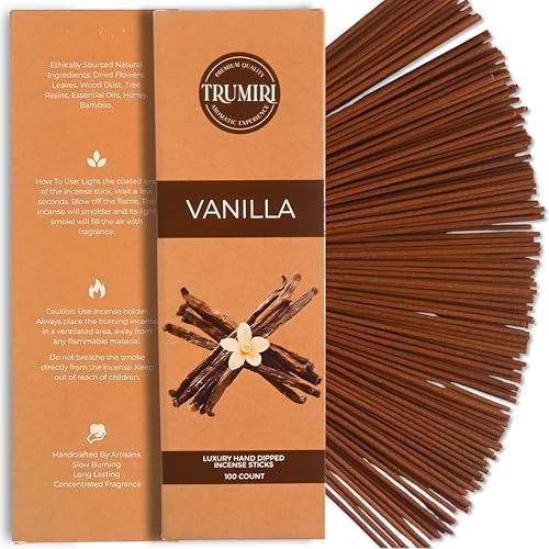 Vanilla Incense Sticks - Pack of 100 Insence-Sticks - Inciensos Aromaticos para La Casa Made with Natural Inscent Ingredients - Scented Insence Non Toxic Incents - color: Vanilla
