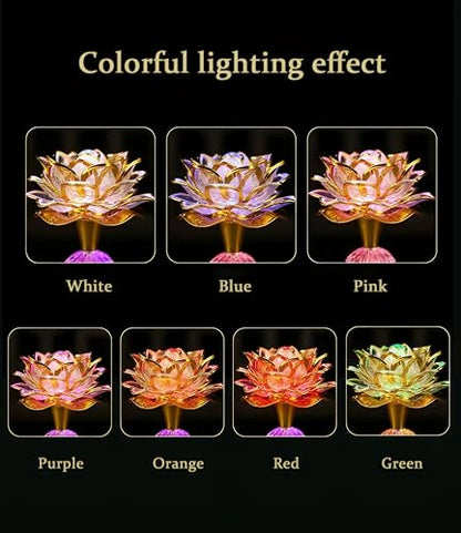 Colorful LED Lotus Buddhist Lamp, Built 13 Buddhist Songs - Gold - color: Golden