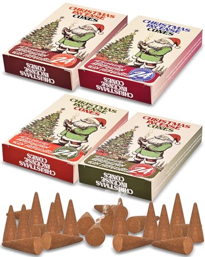 Christmas Scented Incense Cones - 4 Pack Box Set, 96 Cones Total