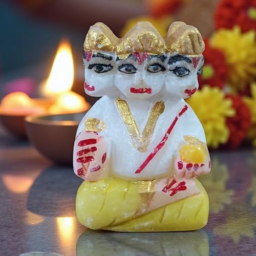 Marble Lord Kartikeya Idol 2 Inch 50 Gram | Handcrafted White Marble Murugan Statue with Hand-Painted Details for Puja, Home Temple, Meditation & Spiritual Décor | Religious Gift for Devotees