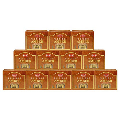 TRUMIRI Precious Amber Incense Cones & Cone Incense Burner Bundle: 120pcs (12 Sets of 10pcs) - color: Precious Amber