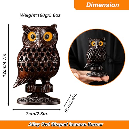 Alloy Owl Shaped Incense Burner with Incense Coils–(Purple) - color: Purple