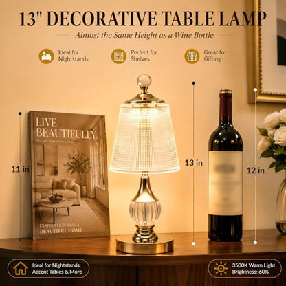 Gold Crystal Battery Operated Rechargeable Lamp Cordless, Dotted - color: Gold-Dotted