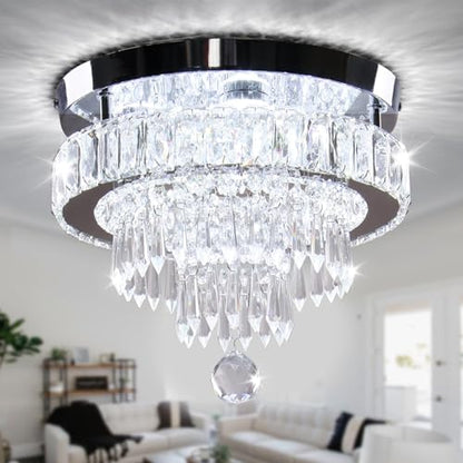 11.8" Crystal Ceiling Light, Flush Mount, Cool White - color: 11.8“-Cool White