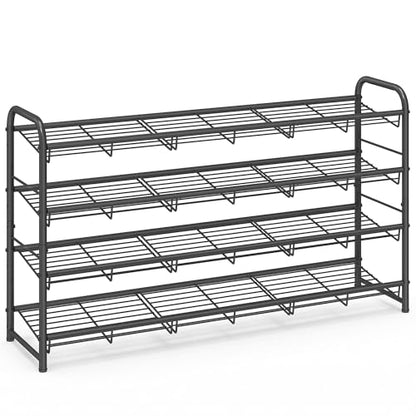 SONGMICS 4-Tier Long Stackable Metal Shoe Rack, Holds Up to 20 Pairs - color: Black, size: 4 Tiers (39.5"W)