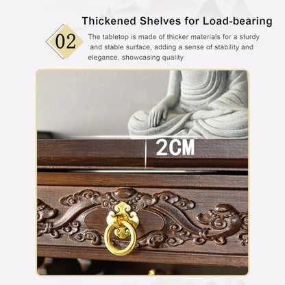 Bamboo Wooden Pooja Stand for Home Temple and Office Puja Mandir God Statue Shelf Wall Mounted Hanging Table top for Home Decor Altar Table