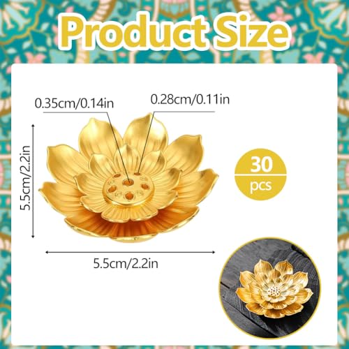 30 Pcs Diwali Gifts Bulk, Lotus Incense Holder, Indian Return Gifts for Pooja Bulk, Gold Lotus Incense Sticks Holder