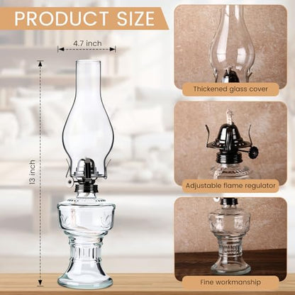 2 Pcs Oil Lamps for Indoor Use, Hurricane Kerosene Lamp, Transparent - color: Transparent