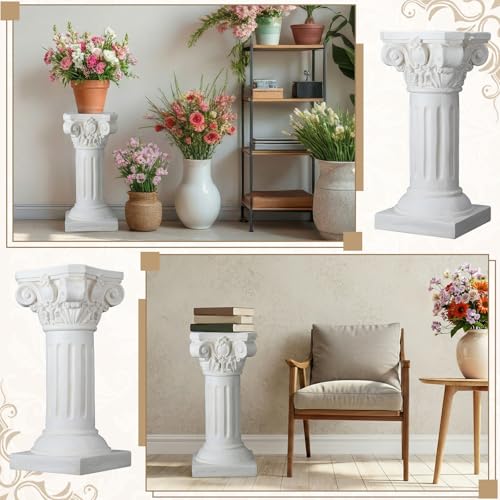 1 Pack 21.7 Inches Roman Column and Pillars Plant Pedestal Column Stand Wedding Greek Pillar for Outdoor Indoor Garden Birthday Party Display Pedestal Stand for Plants (Elegant) - style: Elegant