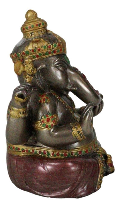 Ebros Gift Eastern Enlightenment Meditating Hindu God Ganesha Altar Decor Figurine Ganesh Ganapati Hinduism Statue Remover of Obstacles As Spiritual Sculpture in Bronze Color Finish