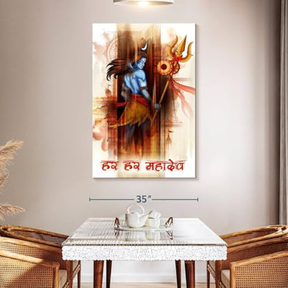 ElephantStock - Lord Shiva Abstract Wall Art - Vertical Canvas Wall Art - Living Room Wall Decor - Digital Art Religion And Spirituality Canvas Art - Brown And Orange Decor - 34" x 51" - size: 51"L x 34"W