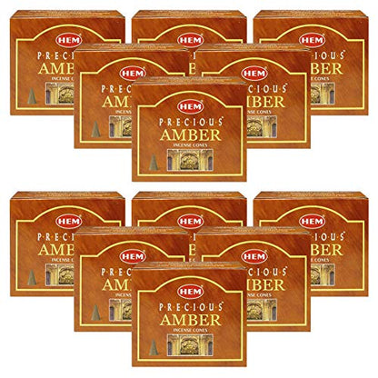 TRUMIRI Precious Amber Incense Cones & Cone Incense Burner Bundle: 120pcs (12 Sets of 10pcs) - color: Precious Amber