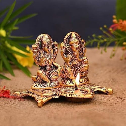 exciting Lives Lakshmi Ganesha Metal Statue Set - Lakshmi Ganesh Murti for Mandir Home, Diwali Gift Idol Murti Set for Hindu Pooja, Gift for Diwali, Festive Gifts, Home Decor