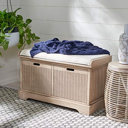 Safavieh Home Collection Landers Sand 2-Drawer/Cushion Storage Bench (Fully Assembled) BCH5702D - color: Sand