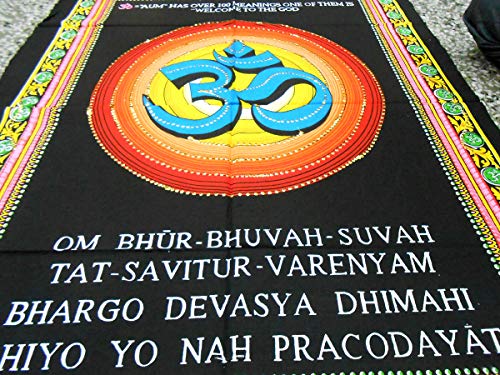 Om/Aum Cotton Batik Wall Hanging Painting Yoga : Size 43"x30" Inches - color: Aum/ Om