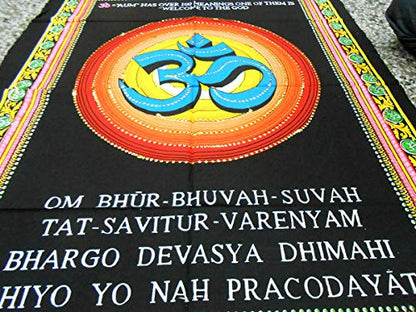 Om/Aum Cotton Batik Wall Hanging Painting Yoga : Size 43"x30" Inches - color: Aum/ Om