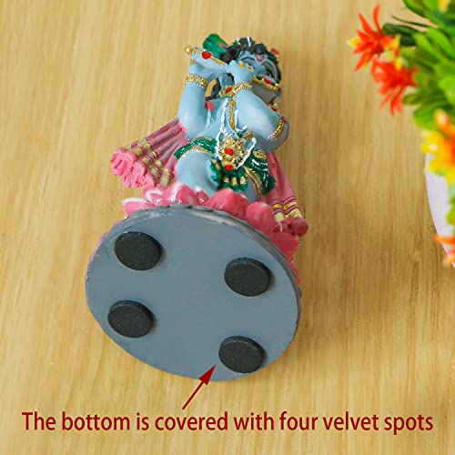 alikiki Hindu God Krishna Idol - 3.9”H Indian Little Krishna Statue for Car Dashboard Home Office Temple Mandir Altar Pooja Item Diwali Puja Figurine