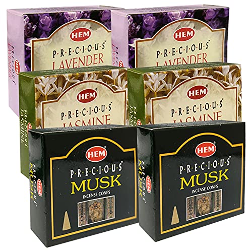Lavender Jasmine Musk Incense Cones & Holder Bundle Variety Pack from Hem Trumiri Insense Insence - color: Lavender & Jasmine & Musk