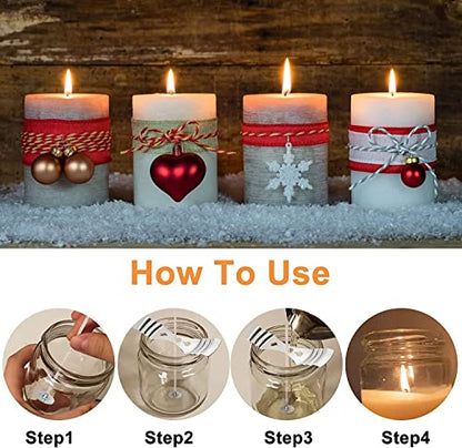 ECO16 100pcs Pre-Waxed Wicks for Soy Candles, 8 inch Thick Wick with Base - size: eco16