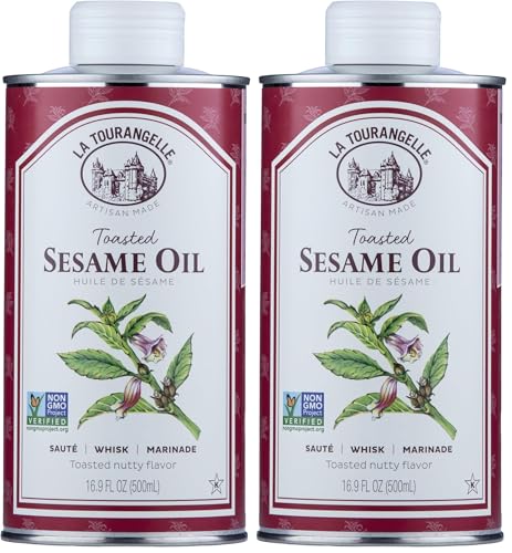La Tourangelle, Toasted Sesame Oil, Great for Cooking, Add to Noodles, Stir-Fry, Vegetables, Vinaigrettes, and Marinades, 16.9 Fl Oz (Pack of 2) - size: 16.9 Fl Oz (Pack of 2)